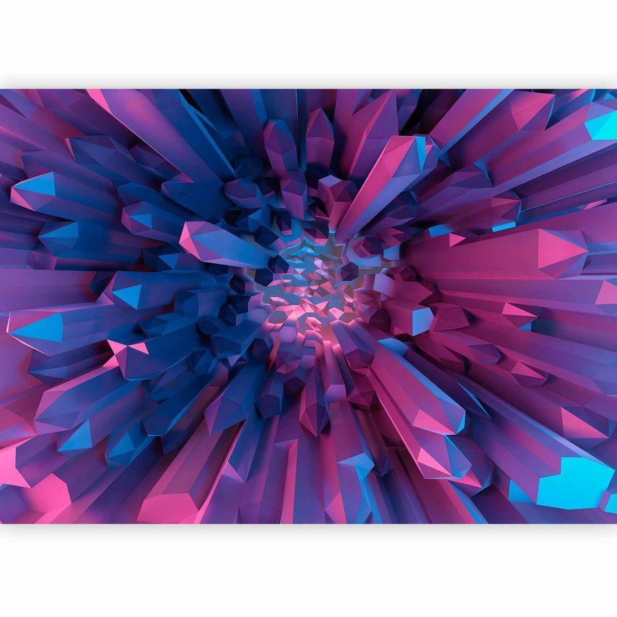 Fototapete Kristall & Geometrie in Lila – 3D-Effekt mit moderner Eleganz