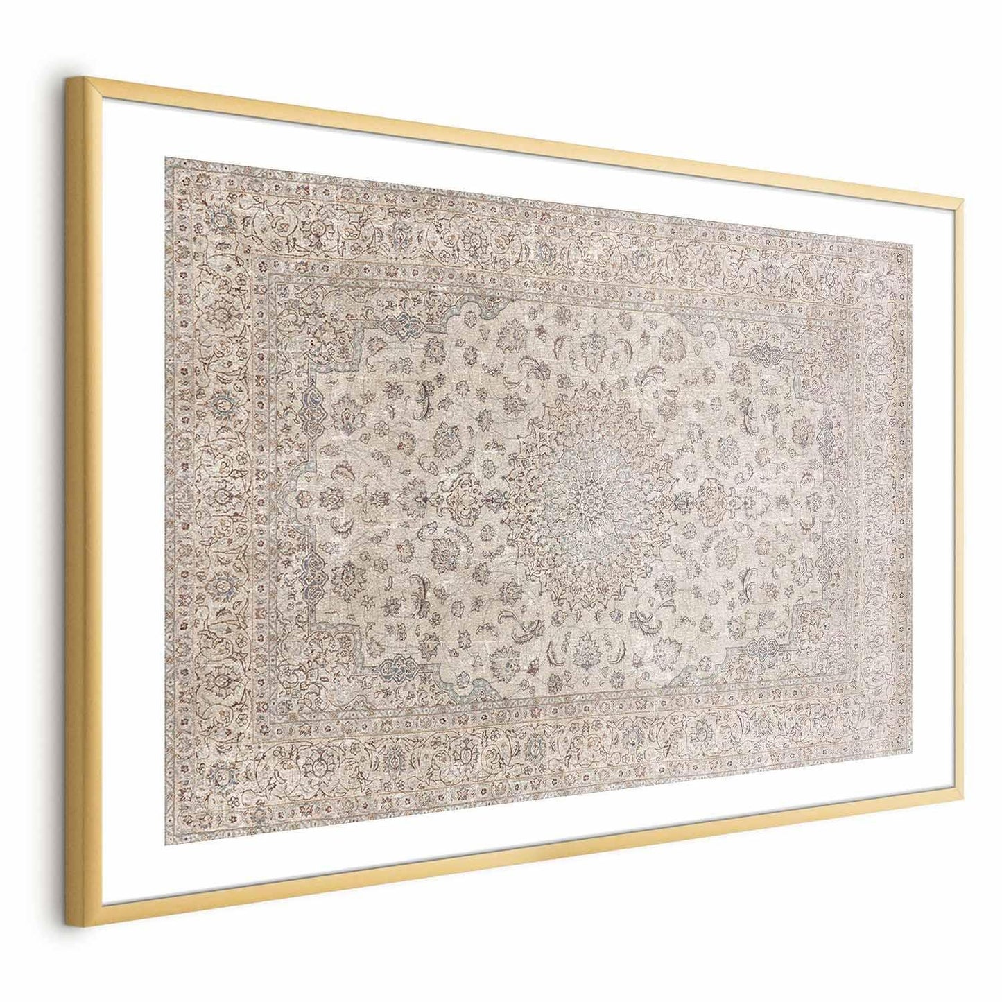 Poster - Sand Carpet - Worn Persian Rug with Rich Ornamental Motifs Artgeist