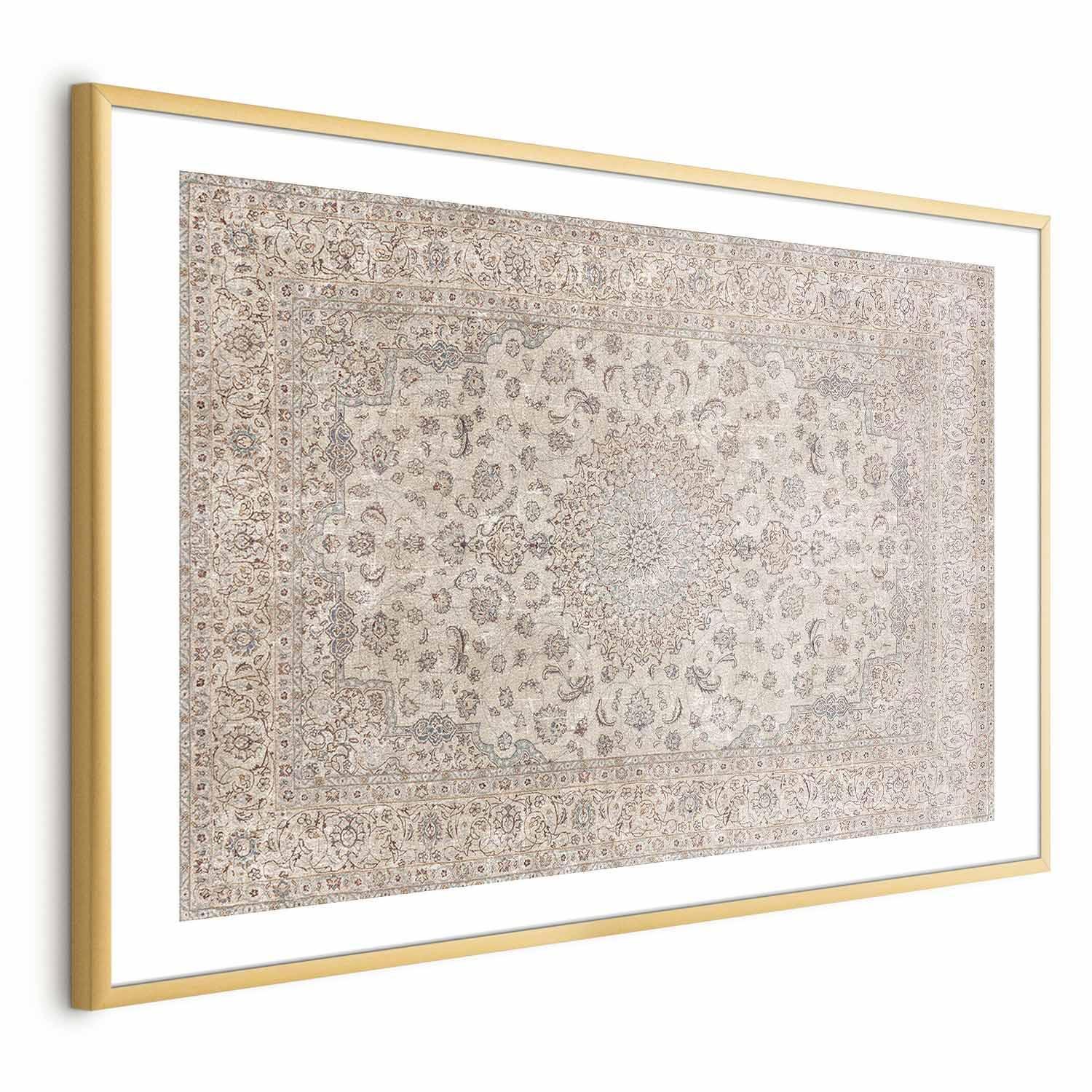 Poster - Sand Carpet - Worn Persian Rug with Rich Ornamental Motifs Artgeist