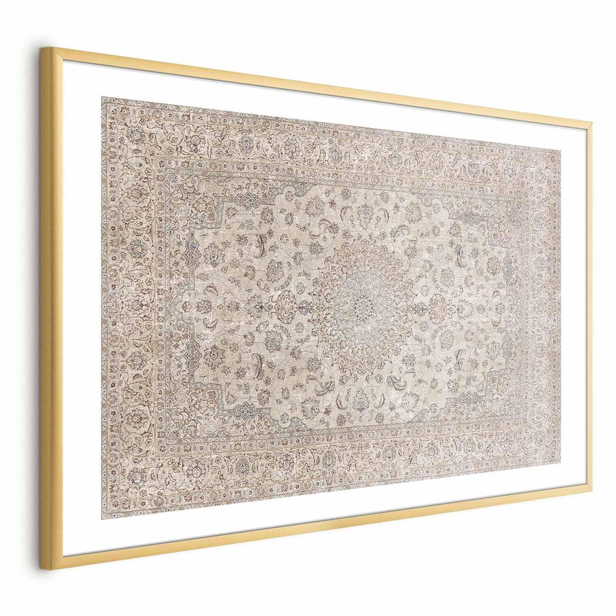 Poster - Sand Carpet - Worn Persian Rug with Rich Ornamental Motifs Artgeist