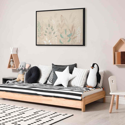 Leinwandbild - Morning in the Meadow - Various Pastel Plants on a Beige Background