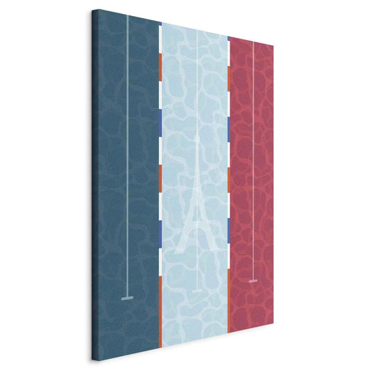 Leinwandbild - Graphic Illustration of a Swimming Pool Against the Backdrop of the French Flag Artgeist