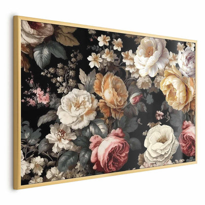 Poster - Colorful Flowers on a Black Background Artgeist
