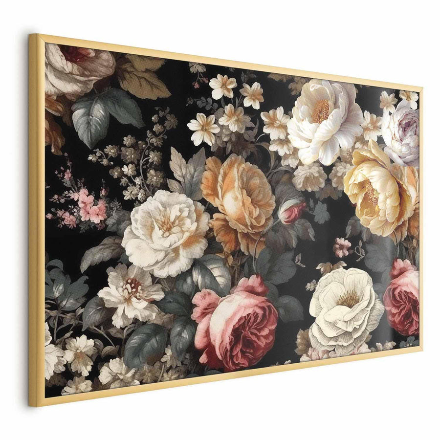 Poster - Colorful Flowers on a Black Background Artgeist