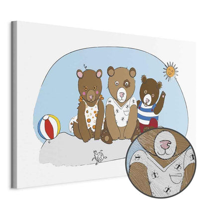 Leinwandbild - Teddy Bears on the Beach (1 Part) Wide
