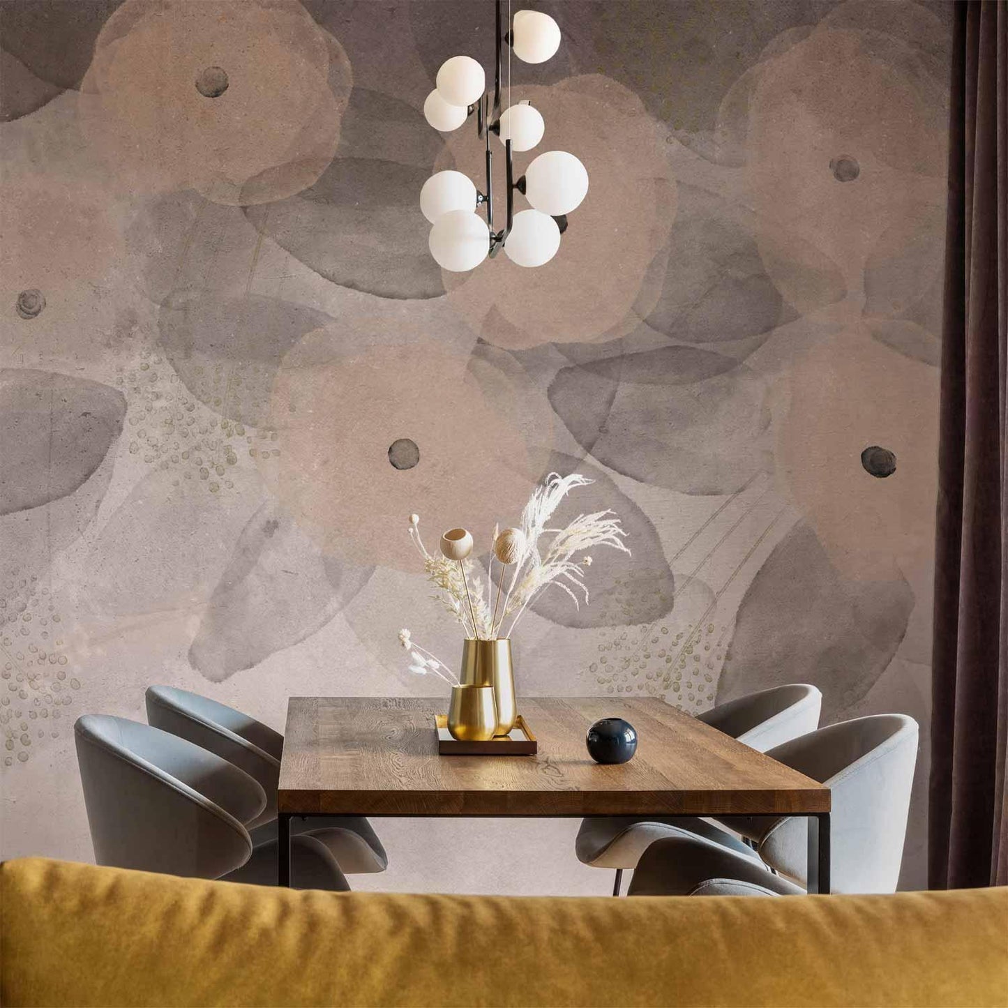 Fototapete - Minimalist meadow - patterns on a delicate beige textured background