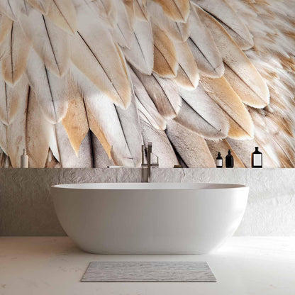 Fototapete - Close-up of bird's wings - uniform close-up on beige bird feathers