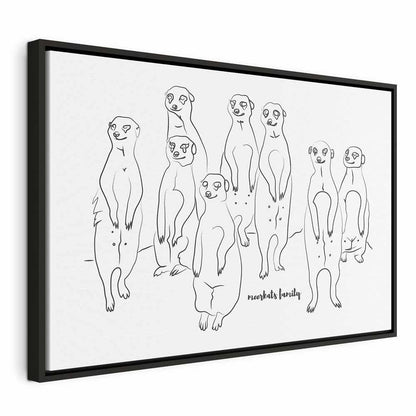Leinwandbild - Animal Patrol (1-part) - Meerkats on Black and White Background