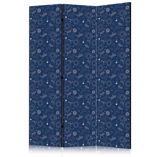 Paravent - Cosmic Fantasy - Pattern with Suns Moons and Dragonflies on a Dark Background Artgeist