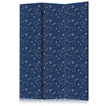 Paravent - Cosmic Fantasy - Pattern with Suns Moons and Dragonflies on a Dark Background Artgeist