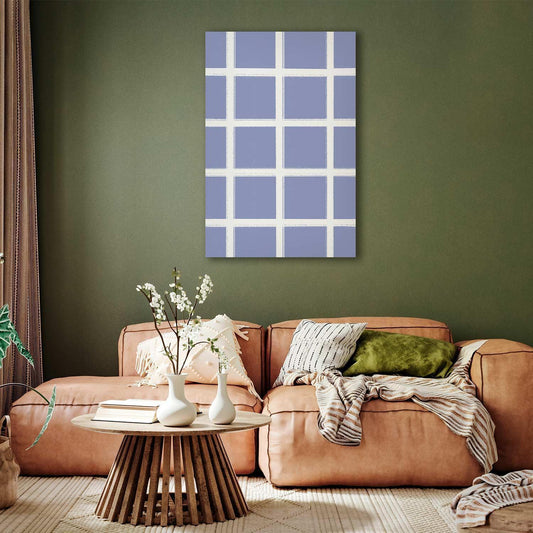 Leinwandbild - Lines and Symmetry - Expressive White Grid on a Blue Background Artgeist