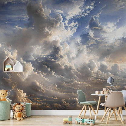 Fototapete - Golden Reflections on Clouds Foretelling Dusk Artgeist