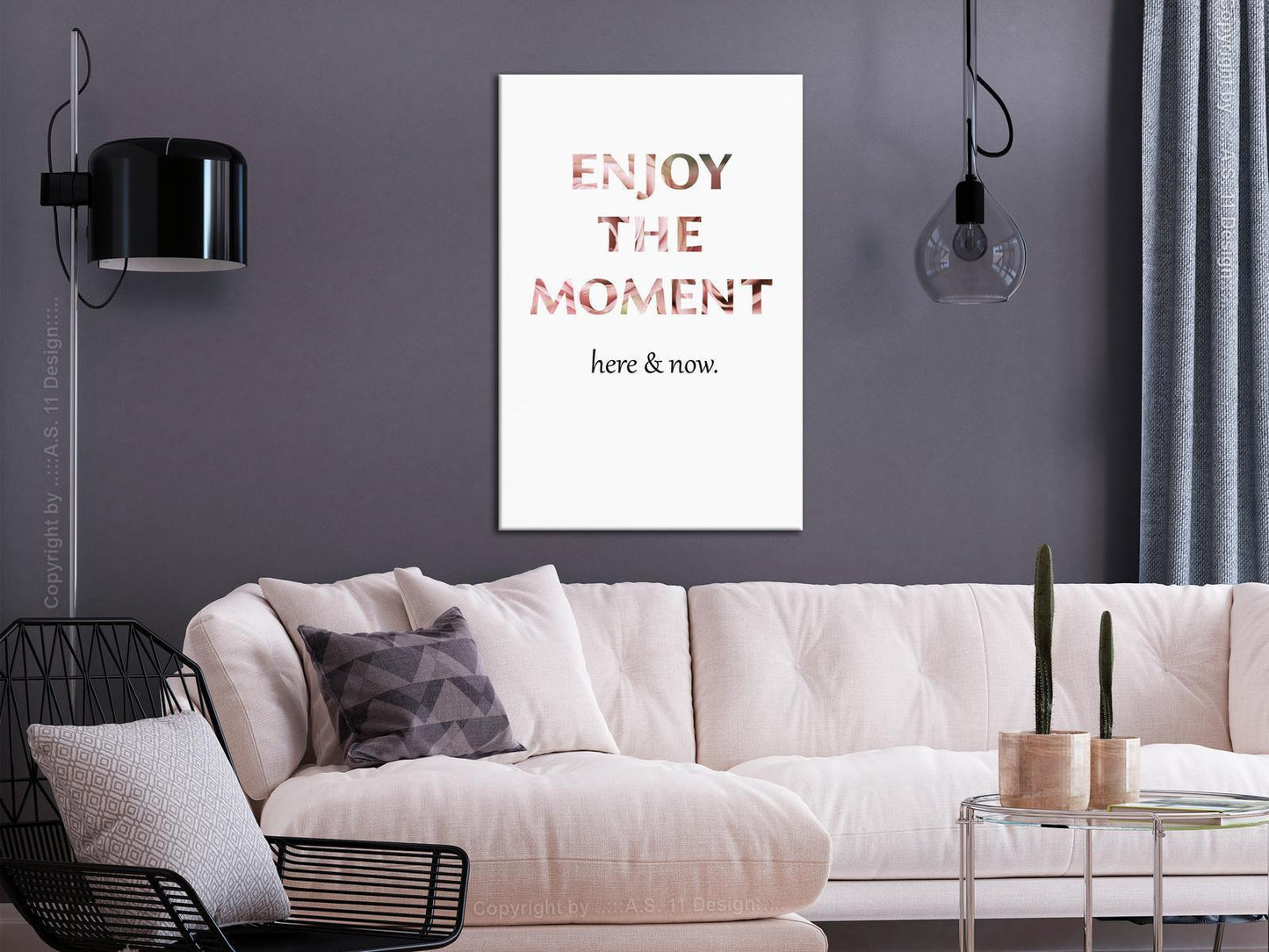 Leinwandbild - Unique Moment (1-part) - English Text on White Background