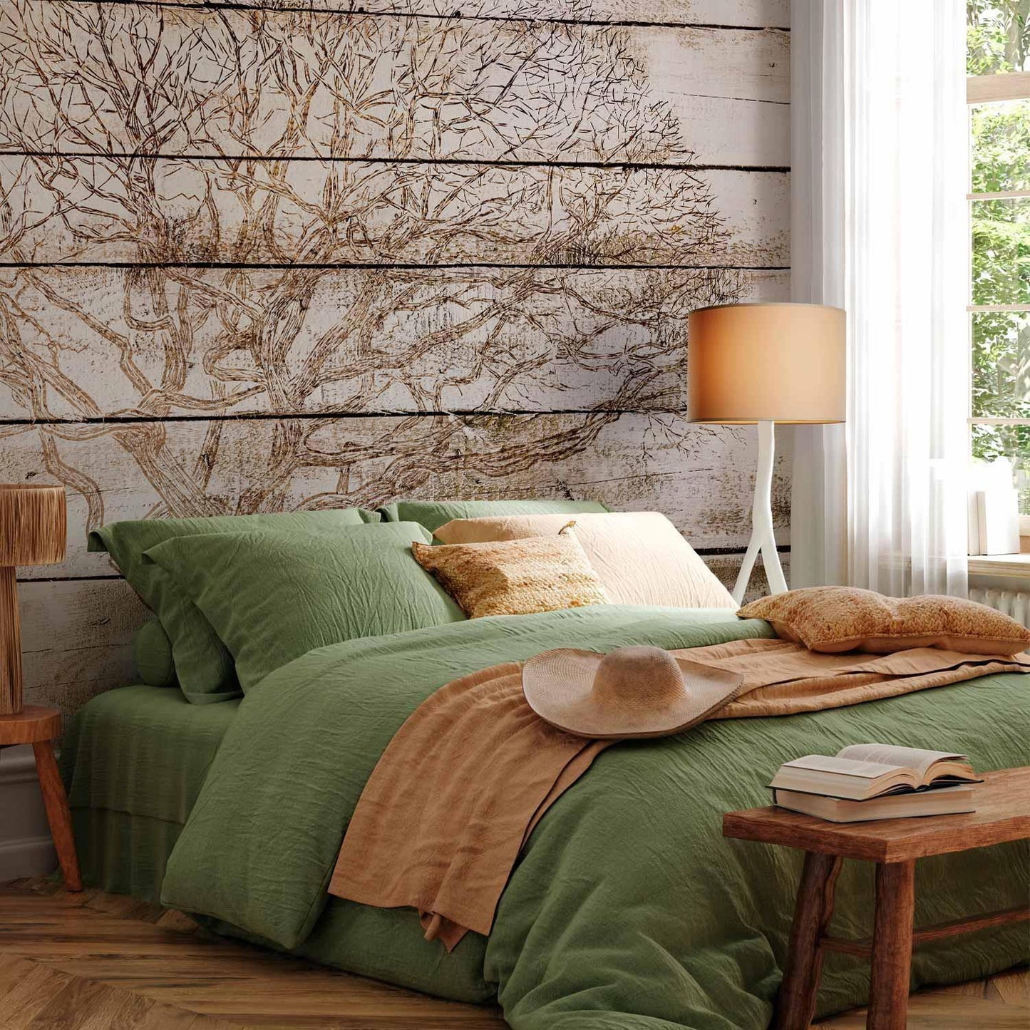 Fototapete - Tree on Boards