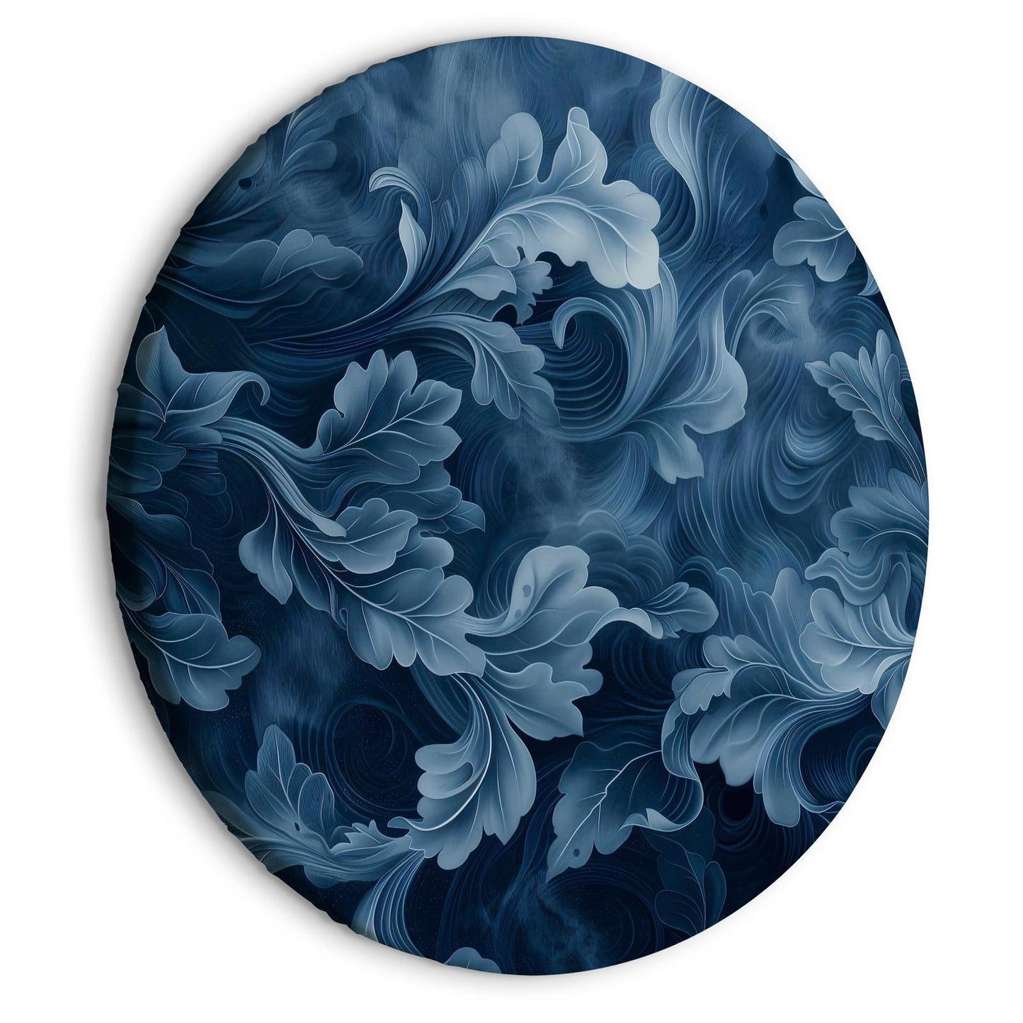 Rundes Bild - Abstract Ornaments Dark Blue Victorian Leaves Artgeist