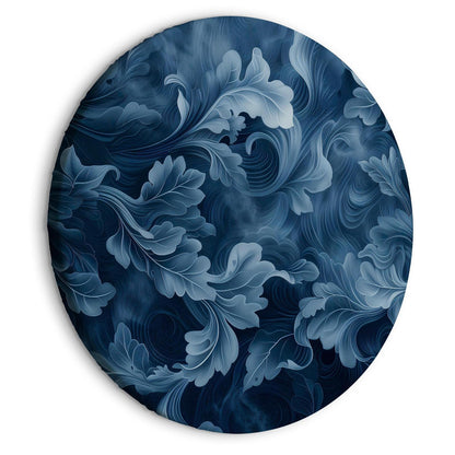Rundes Bild - Abstract Ornaments Dark Blue Victorian Leaves Artgeist