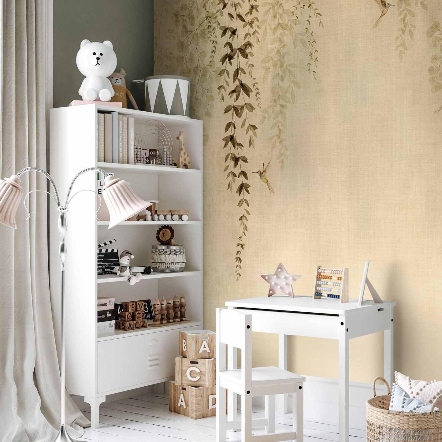 Fototapete - Beige Hummingbirds