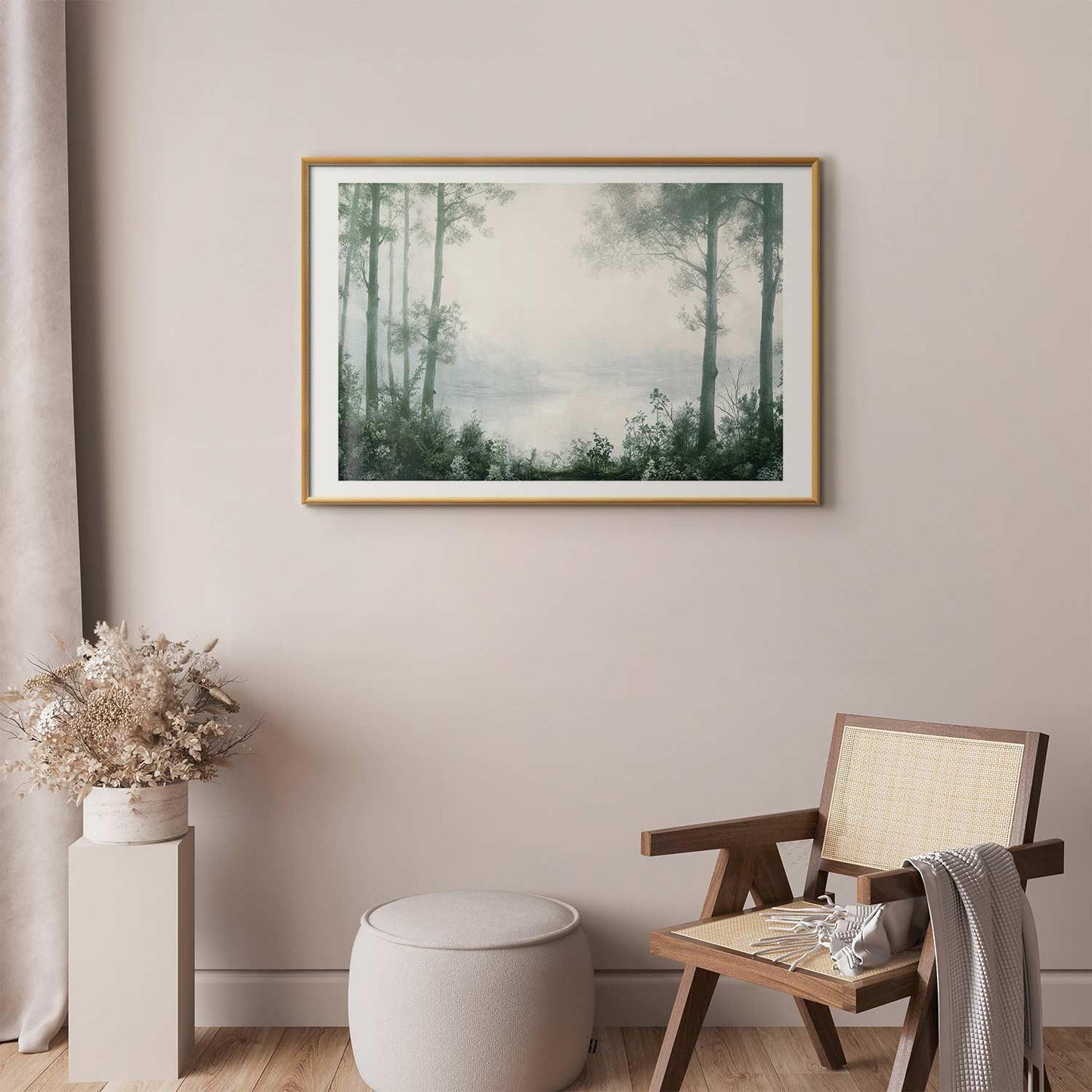 Poster - Forest and Pond in Patinated Green Artgeist