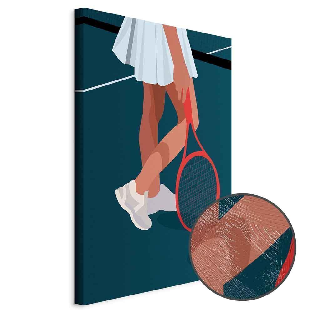 Leinwandbild - Female Tennis Player With a Red Racket on the Court - Graphics