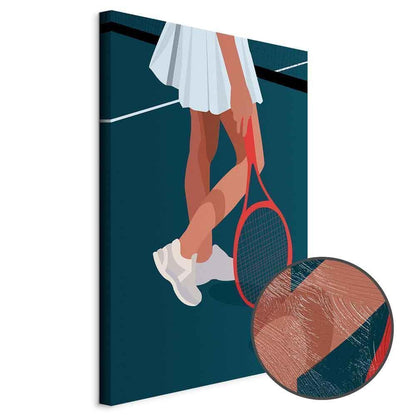 Leinwandbild - Female Tennis Player With a Red Racket on the Court - Graphics
