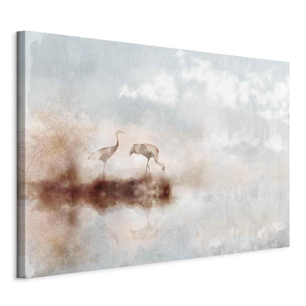 Leinwandbild - Cranes in the Morning (1 Part) Wide