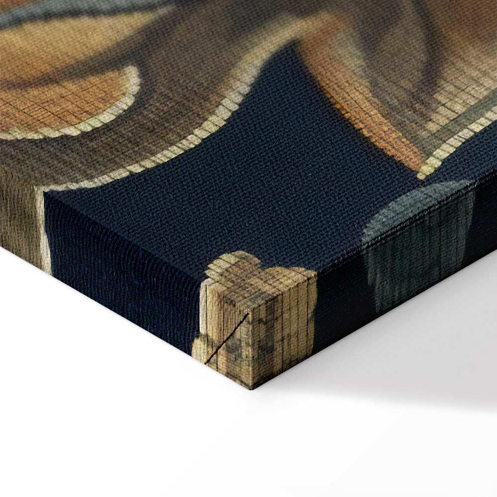 Leinwandbild - Tapestry Large Flowers Retro Floral Motif in Kilim Style