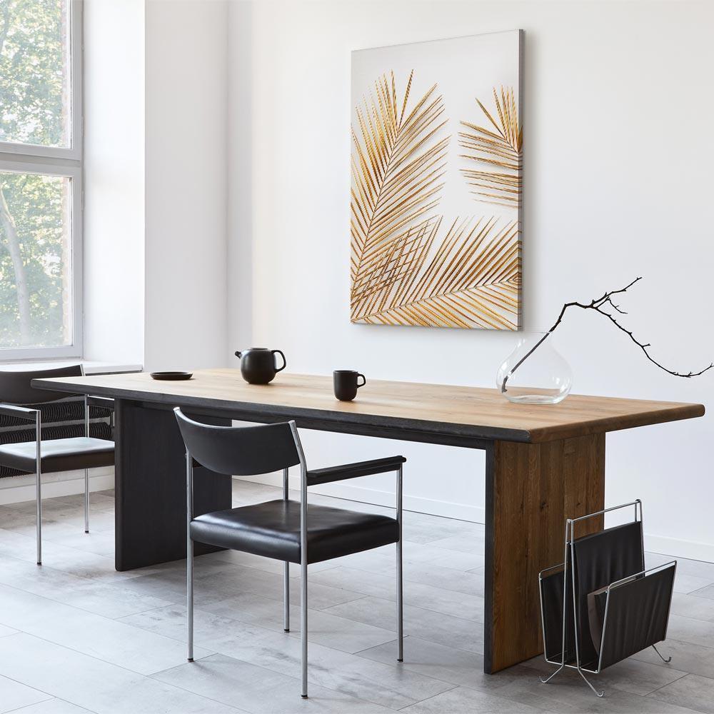 Leinwandbild - Golden Palm Leaves (1 Part) Vertical