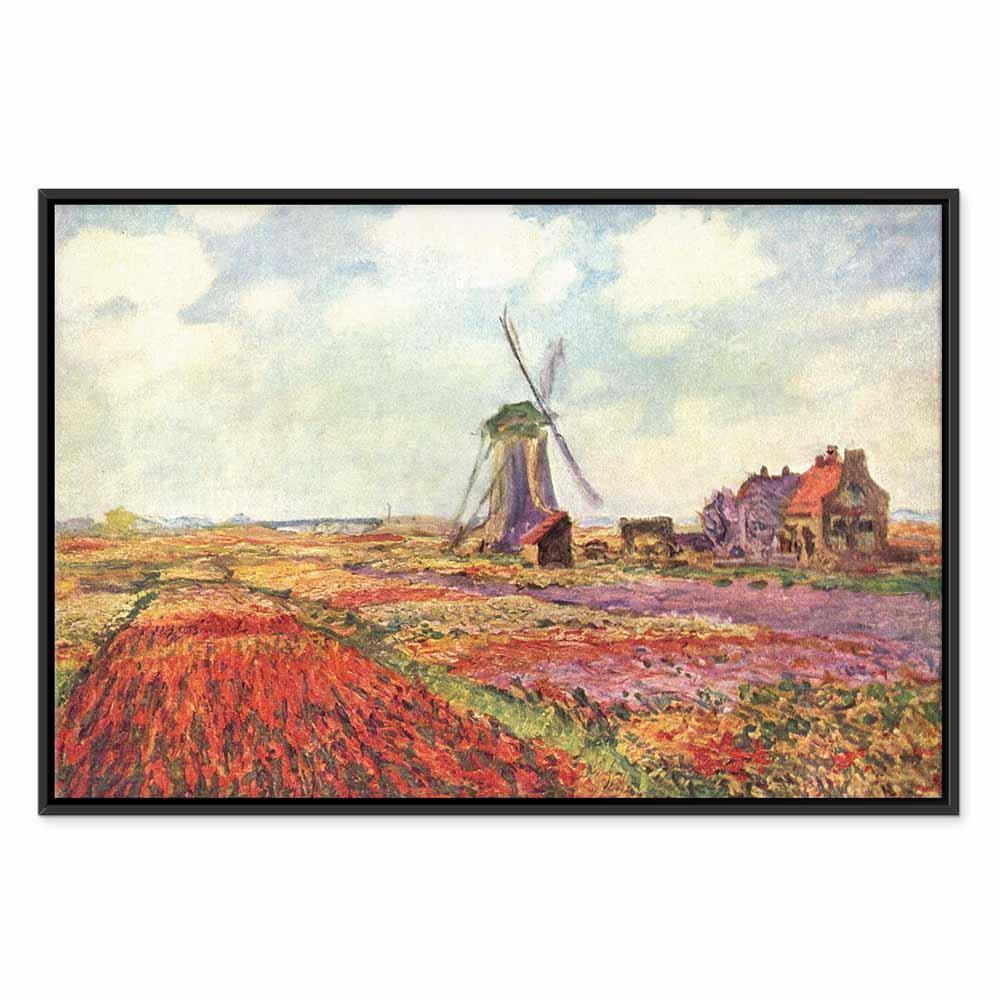 Leinwandbild - Claude Monet – Tulip Fields with Windmill