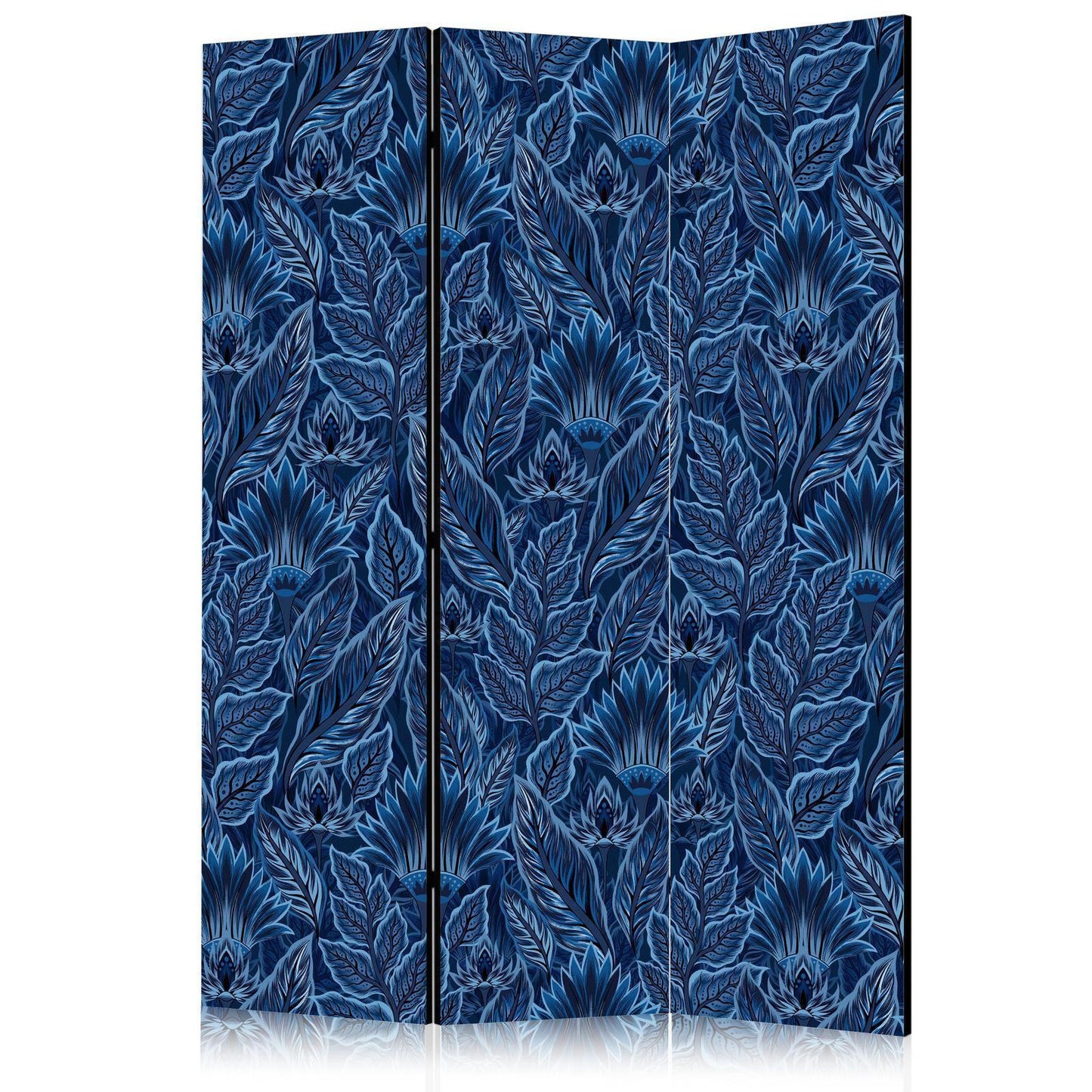 Paravent - Dense Vegetation - Botanical Patterns in Illustrative Style Blue Artgeist