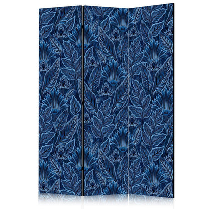 Paravent - Dense Vegetation - Botanical Patterns in Illustrative Style Blue Artgeist