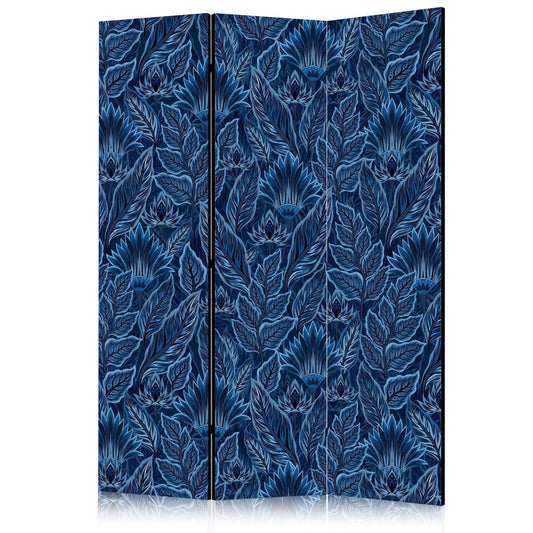 Paravent - Dense Vegetation - Botanical Patterns in Illustrative Style Blue Artgeist