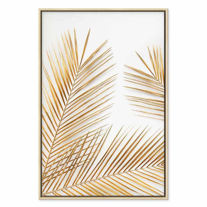Leinwandbild - Golden Palm Leaves (1 Part) Vertical