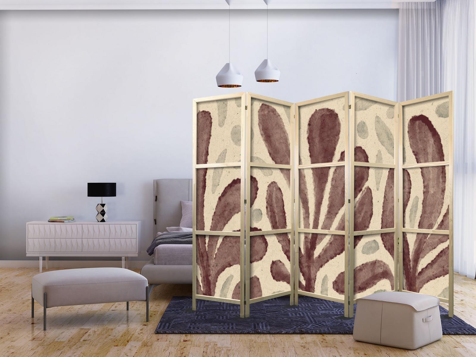 Japanischer Paravent - Waving Leaves - Irregular Plant Shapes in the Style of Matisse Artgeist