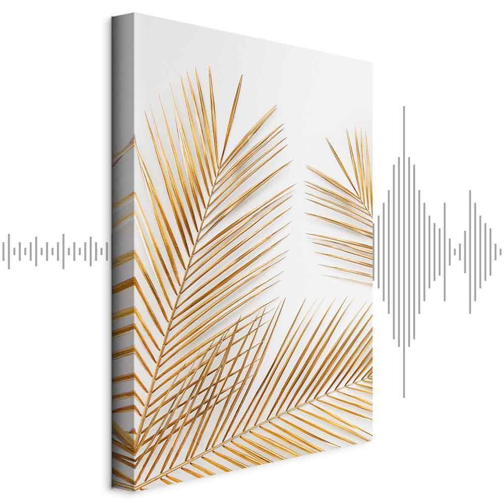Leinwandbild - Golden Palm Leaves (1 Part) Vertical