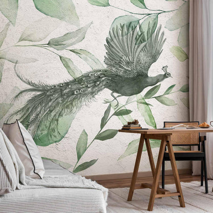 Fototapete - Flight of a Peacock - Third Variant