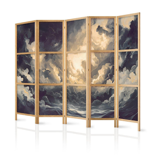Japanischer Paravent - Epic Light Play: The Sun Battling for Dominance Over the Clouds Artgeist