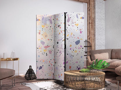 Paravent - Terrazzo in Confetti Style - Violet-Pink - Colorful Pattern Artgeist