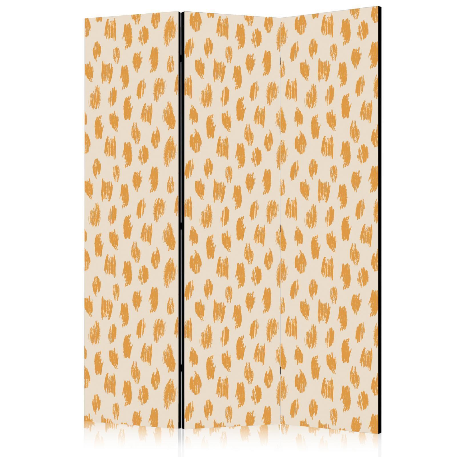 Paravent - Drawn Pattern in Spots and Dots in Shades of Orange and Ecru Artgeist