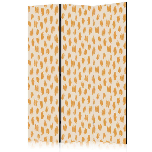 Paravent - Drawn Pattern in Spots and Dots in Shades of Orange and Ecru Artgeist