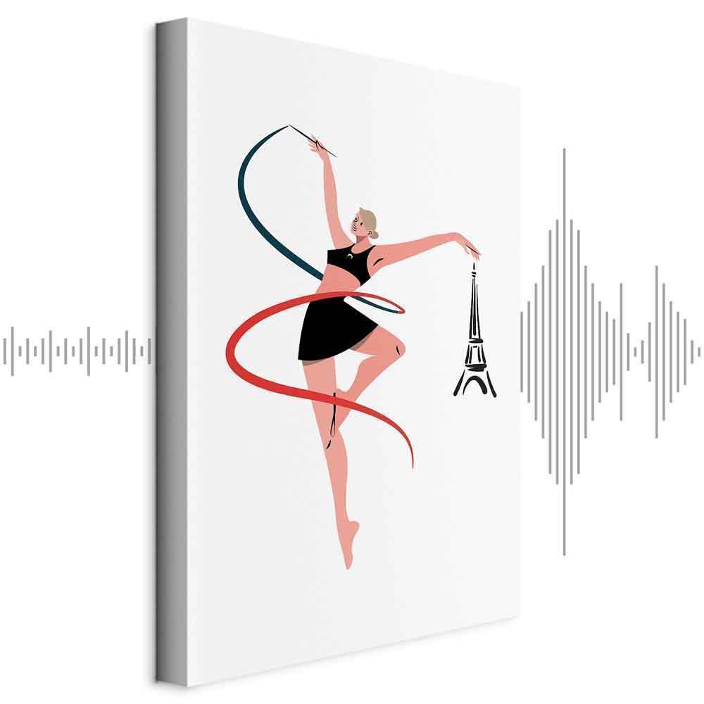 Leinwandbild - Rhythmic Gymnastics - Illustration of a Woman With a Ribbon