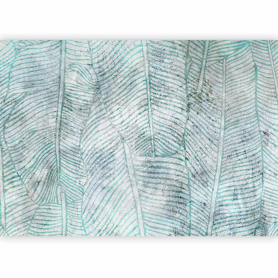Fototapete - Banana leaves - plant motif blue lineart nature with pattern Artgeist