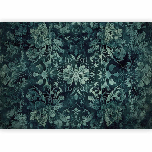 Fototapete - Oriental Pattern Carpet: Emerald Ornaments and Worn Patterns