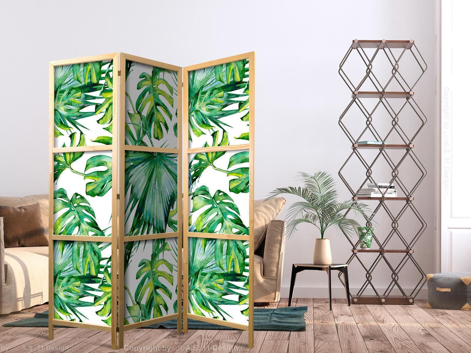 Japanischer Paravent - Monstera and Palm Leaves I Artgeist