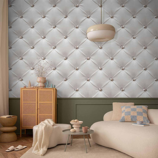 Fototapete Weiße Eleganz – Stilvolles Design in Creme & Weiß