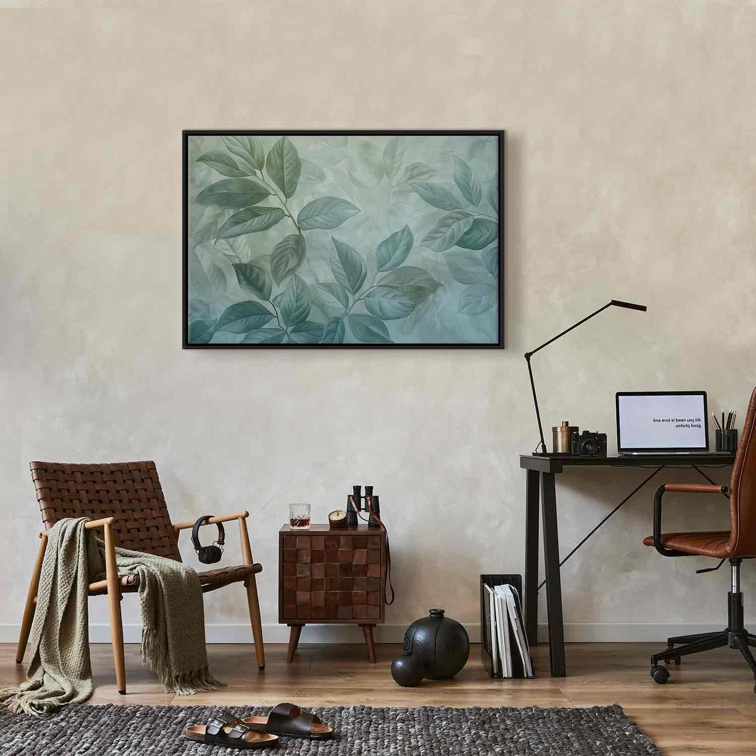 Leinwandbild - Large Leaves in Shades of Green-Mint: Botanical Motif Artgeist