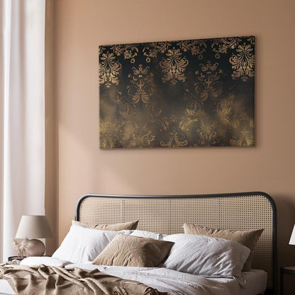 Leinwandbild - Baroque Ornaments in Patinated Gold and Browns: Retro Motif