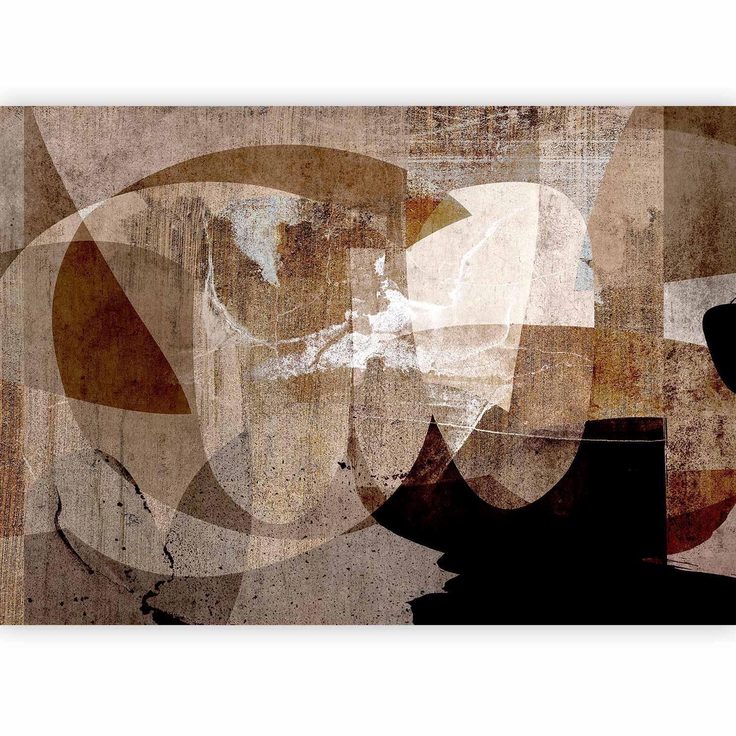 Fototapete - Geometric abstraction with shapes - composition in brown colours Artgeist