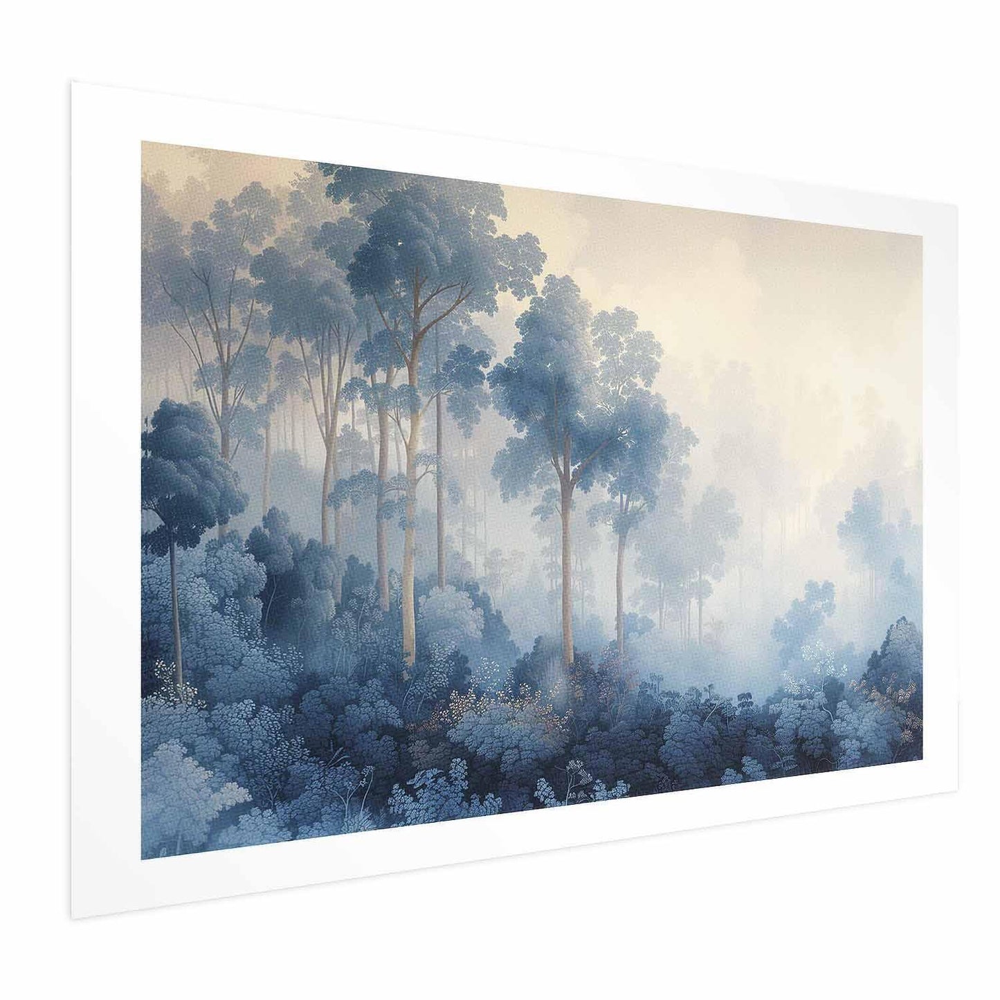 Poster - Forest in Misty Blue Shades Artgeist