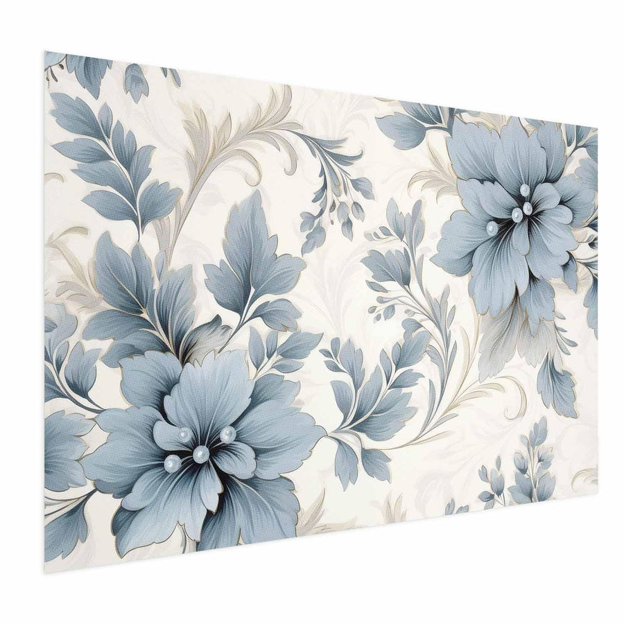 Poster - Turquoise Ornamental Retro Flowers Artgeist