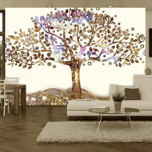 Fototapete goldener Baum auf strukturiertem Hintergrund

